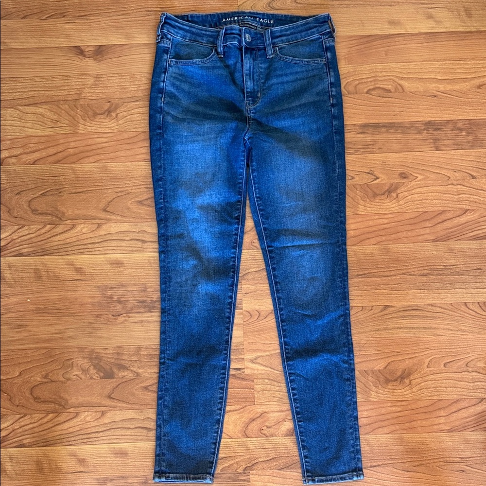 American Eagle Outfitters Women's Dark Blue high rise jeggings